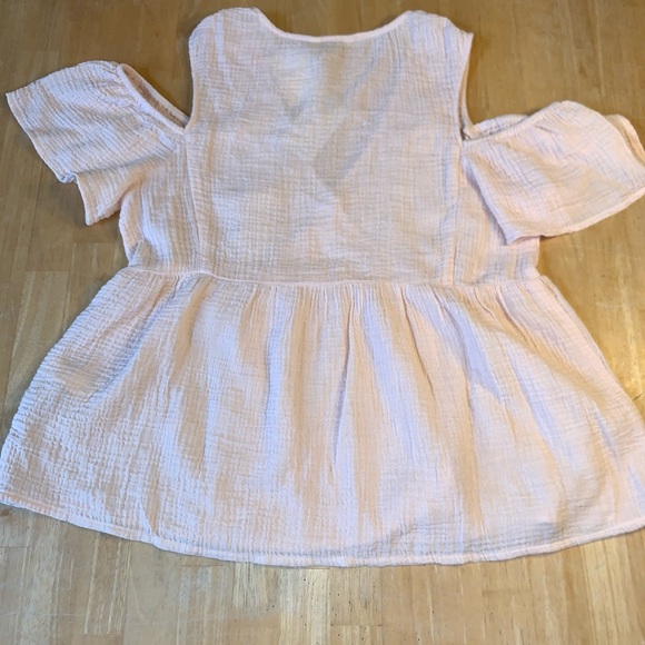 Lucky Brand Cold Shoulder Powder Pink Tie Side Top - Picture 4 of 7